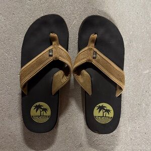 NWOT Black and Tan Flip Flops